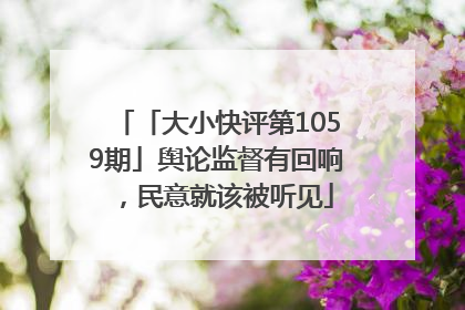「大小快评第1059期」舆论监督有回响，民意就该被听见