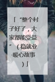 “整个村子好了，大家都能受益”（稳就业·暖心故事）
