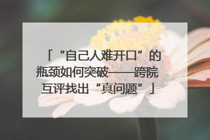 “自己人难开口”的瓶颈如何突破——跨院互评找出“真问题”