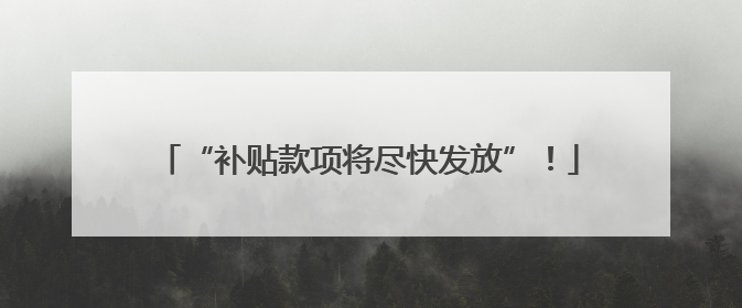 “补贴款项将尽快发放”！