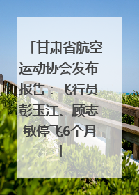 甘肃省航空运动协会发布报告：飞行员彭玉江、顾志敏停飞6个月