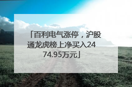 百利电气涨停，沪股通龙虎榜上净买入2474.95万元