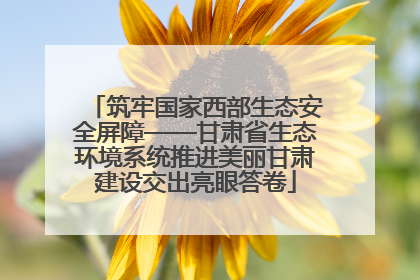 筑牢国家西部生态安全屏障——甘肃省生态环境系统推进美丽甘肃建设交出亮眼答卷