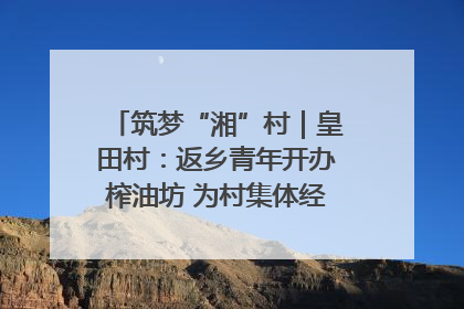 筑梦“湘”村｜皇田村：返乡青年开办榨油坊 为村集体经济“加油”
