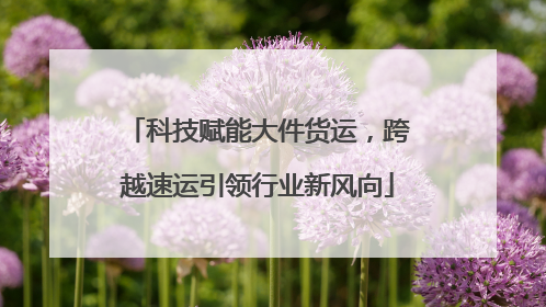 科技赋能大件货运，跨越速运引领行业新风向