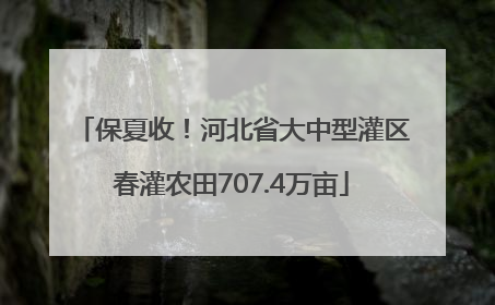 保夏收！河北省大中型灌区春灌农田707.4万亩