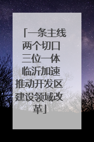 一条主线 两个切口 三位一体 临沂加速推动开发区建设领域改革