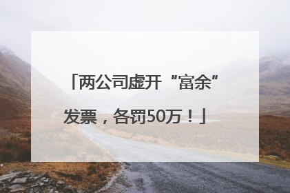 两公司虚开“富余”发票，各罚50万！