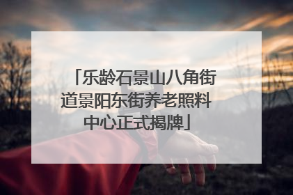 乐龄石景山八角街道景阳东街养老照料中心正式揭牌