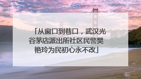 从窗口到巷口，武汉光谷茅店派出所社区民警樊艳玲为民初心永不改
