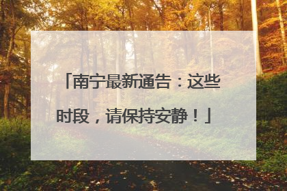 南宁最新通告：这些时段，请保持安静！