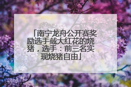 南宁龙舟公开赛奖励选手戴大红花的烧猪，选手：前三名实现烧猪自由