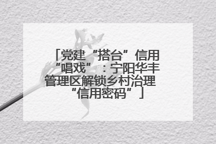 党建“搭台”信用“唱戏”：宁阳华丰管理区解锁乡村治理“信用密码”
