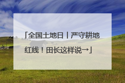 全国土地日丨严守耕地红线！田长这样说→