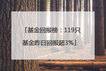基金回报榜：119只基金昨日回报超3%
