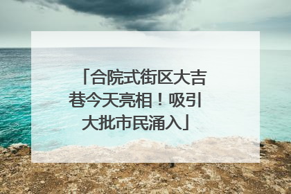 合院式街区大吉巷今天亮相！吸引大批市民涌入