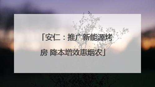 安仁：推广新能源烤房 降本增效惠烟农