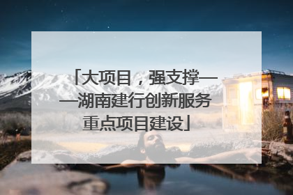 大项目，强支撑——湖南建行创新服务重点项目建设