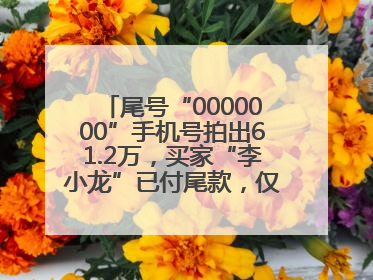 尾号“0000000”手机号拍出61.2万，买家“李小龙”已付尾款，仅享有使用权