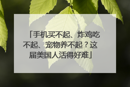 手机买不起、炸鸡吃不起、宠物养不起？这届美国人活得好难