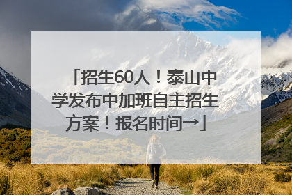 招生60人！泰山中学发布中加班自主招生方案！报名时间→