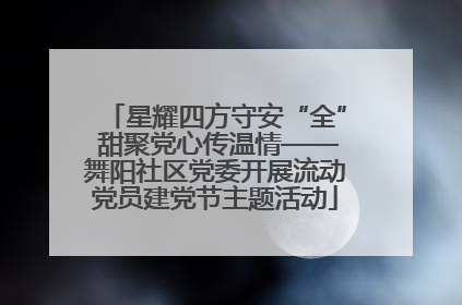星耀四方守安“全” 甜聚党心传温情——舞阳社区党委开展流动党员建党节主题活动