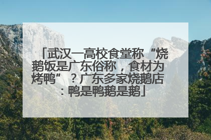 武汉一高校食堂称“烧鹅饭是广东俗称，食材为烤鸭”？广东多家烧鹅店：鸭是鸭鹅是鹅
