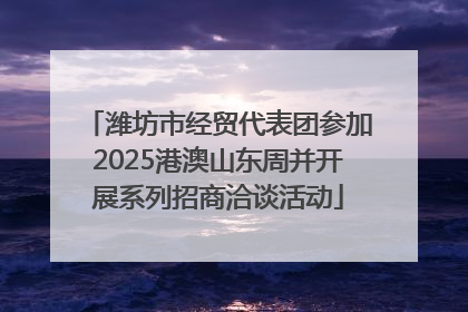 潍坊市经贸代表团参加2025港澳山东周并开展系列招商洽谈活动