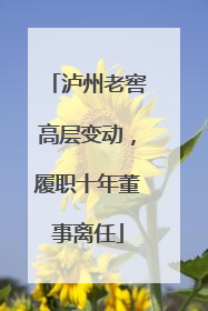 泸州老窖高层变动，履职十年董事离任