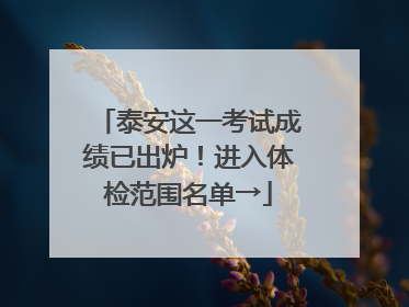 泰安这一考试成绩已出炉！进入体检范围名单→