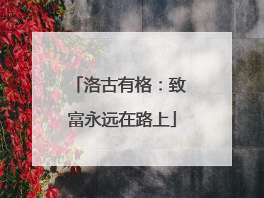 洛古有格：致富永远在路上