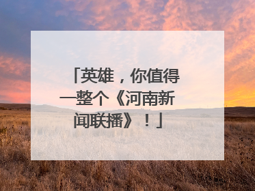 英雄，你值得一整个《河南新闻联播》！