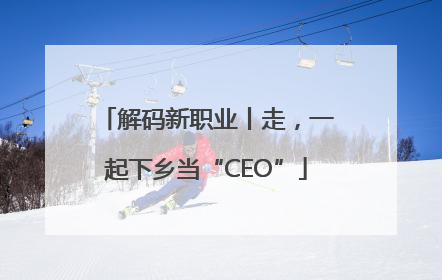 解码新职业丨走，一起下乡当“CEO”