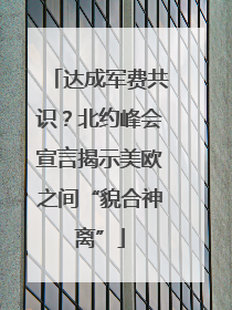 达成军费共识？北约峰会宣言揭示美欧之间“貌合神离”