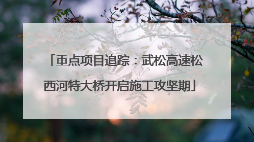 重点项目追踪：武松高速松西河特大桥开启施工攻坚期