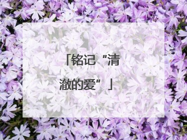 铭记“清澈的爱”