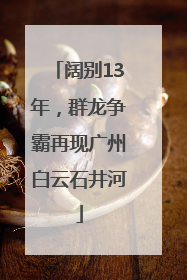 阔别13年，群龙争霸再现广州白云石井河