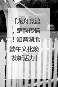 龙舟竞渡，楚韵传情！知音湖北端午文化焕发新活力