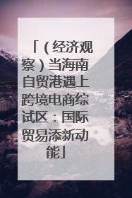 （经济观察）当海南自贸港遇上跨境电商综试区：国际贸易添新动能